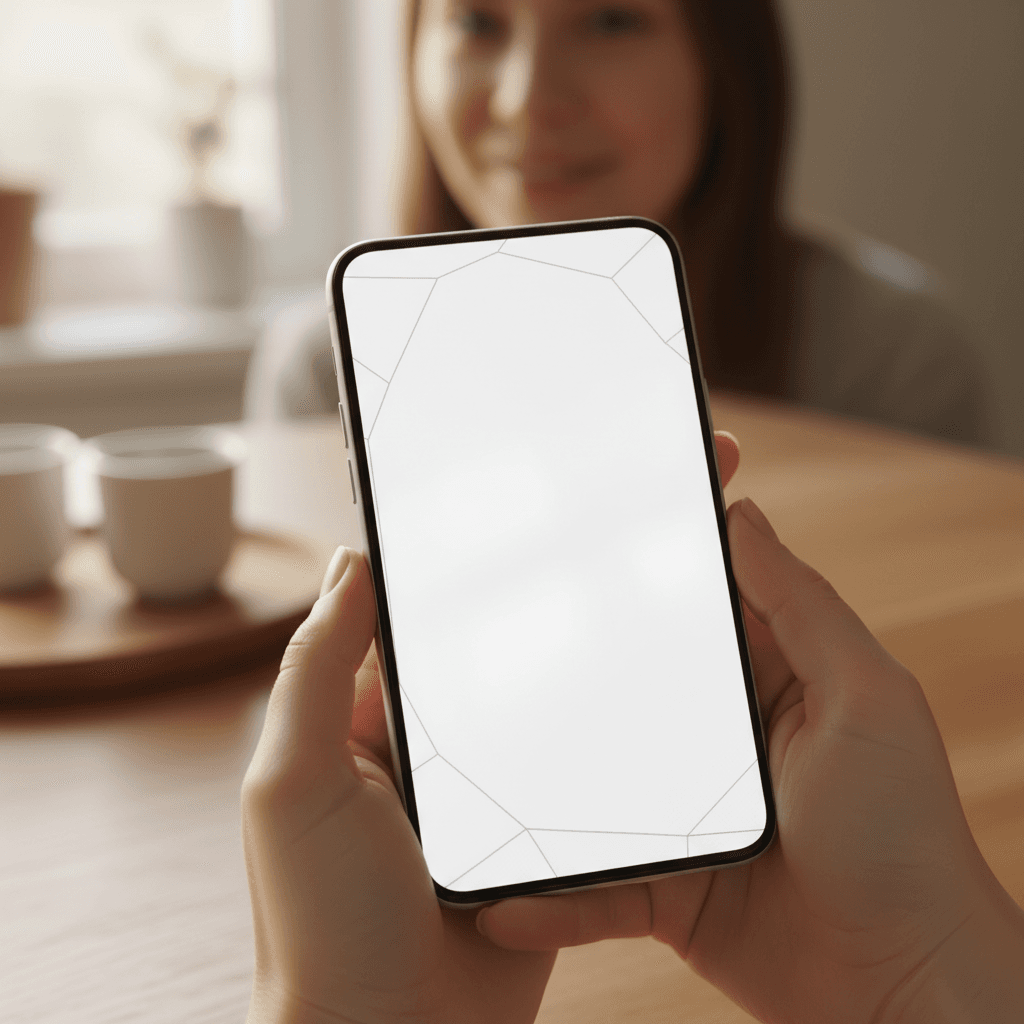 Hands holding a phone with an open text message, symbolizing campaign review